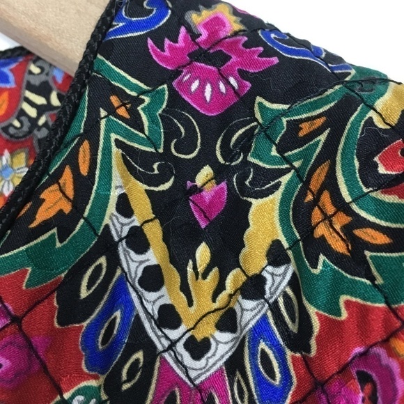 MAGGY LONDON Blouses 100% Silk Jacket Multicolor Floral Paisley Quilted Size 8 - Picture 11 of 12